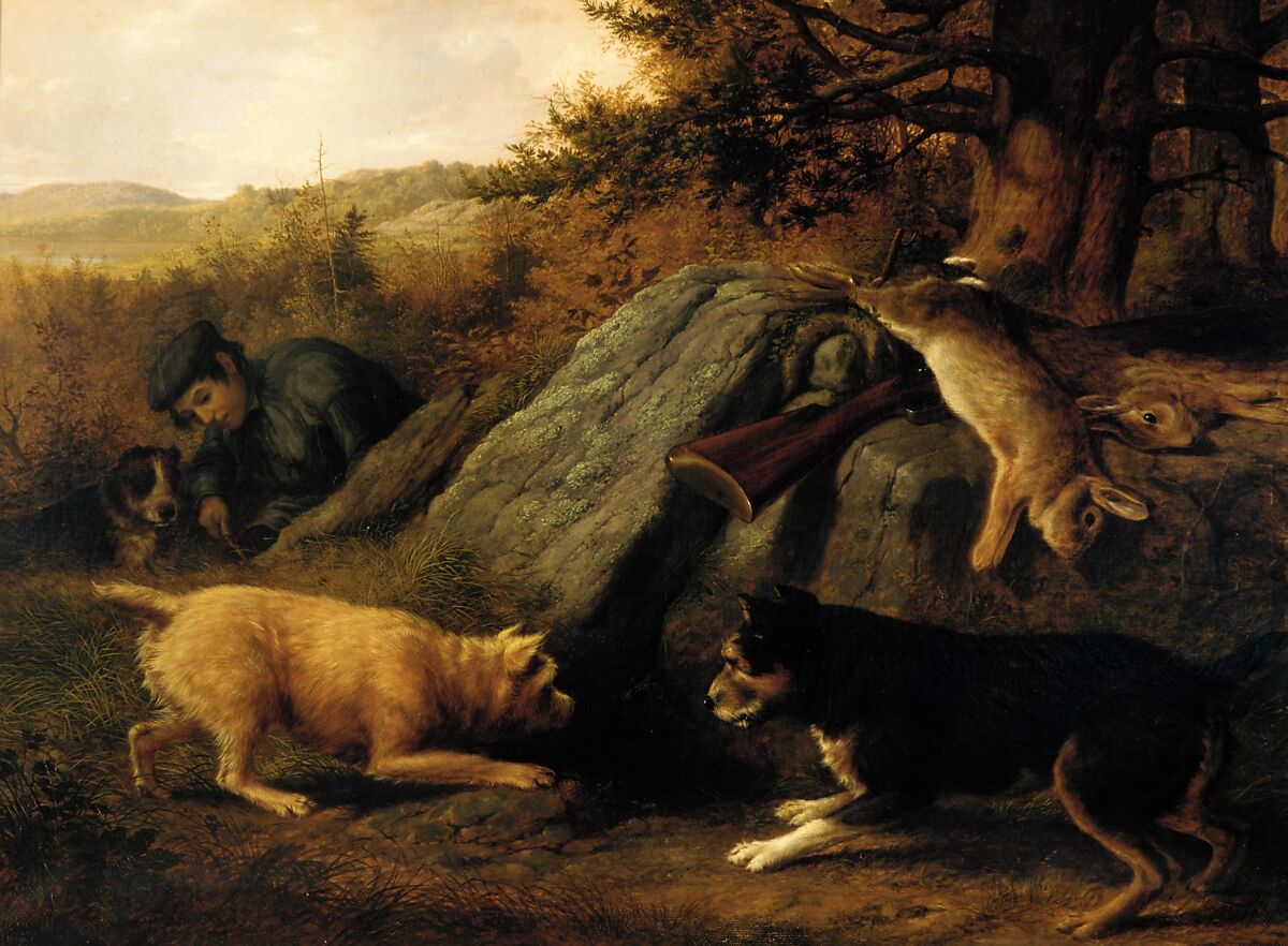 The Rabbit Hunters, Thomas Hewes Hinckley (1813–1896), Oil on canvas, American 