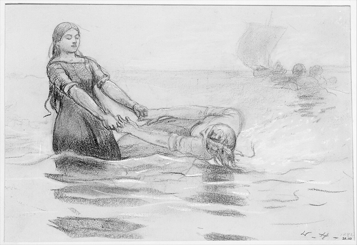 The Bathers, Winslow Homer (American, Boston, Massachusetts 1836–1910 Prouts Neck, Maine), Black and white chalk on off-white wove paper, American