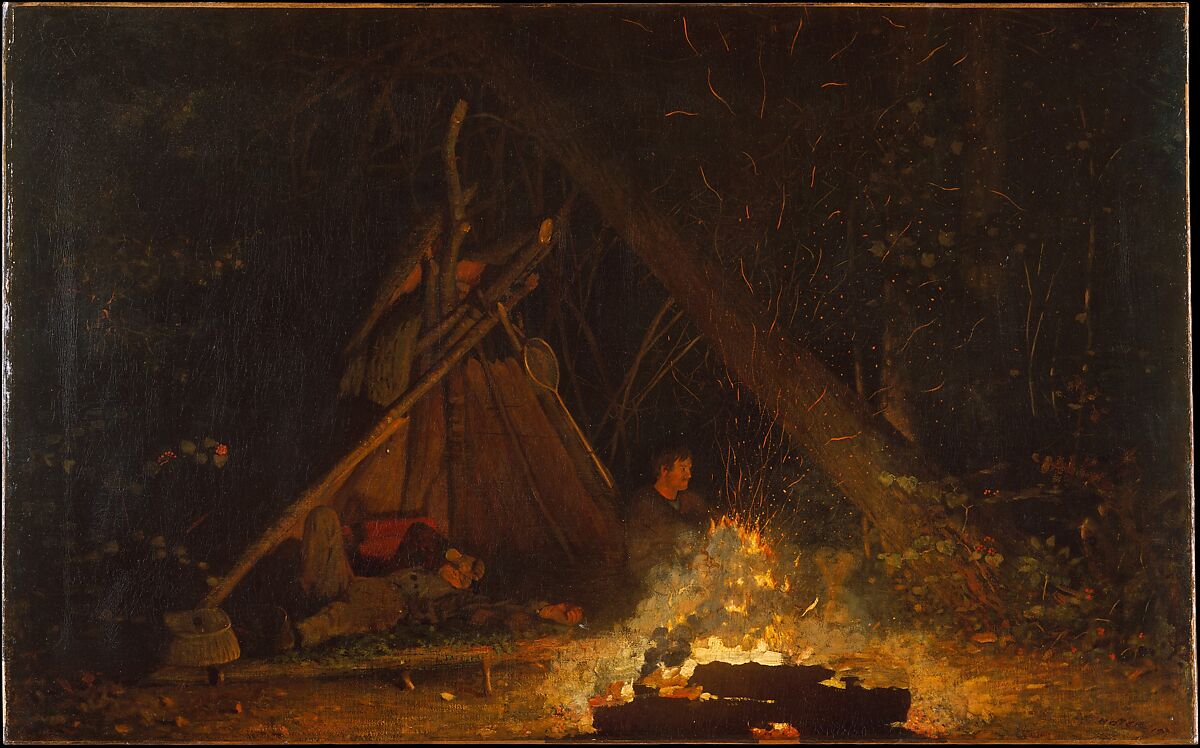 Camp Fire, Winslow Homer (American, Boston, Massachusetts 1836–1910 Prouts Neck, Maine), Oil on canvas, American 