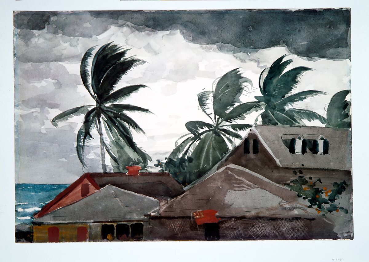 Hurricane, Bahamas, Winslow Homer (American, Boston, Massachusetts 1836–1910 Prouts Neck, Maine), Watercolor and graphite on off-white wove paper, American