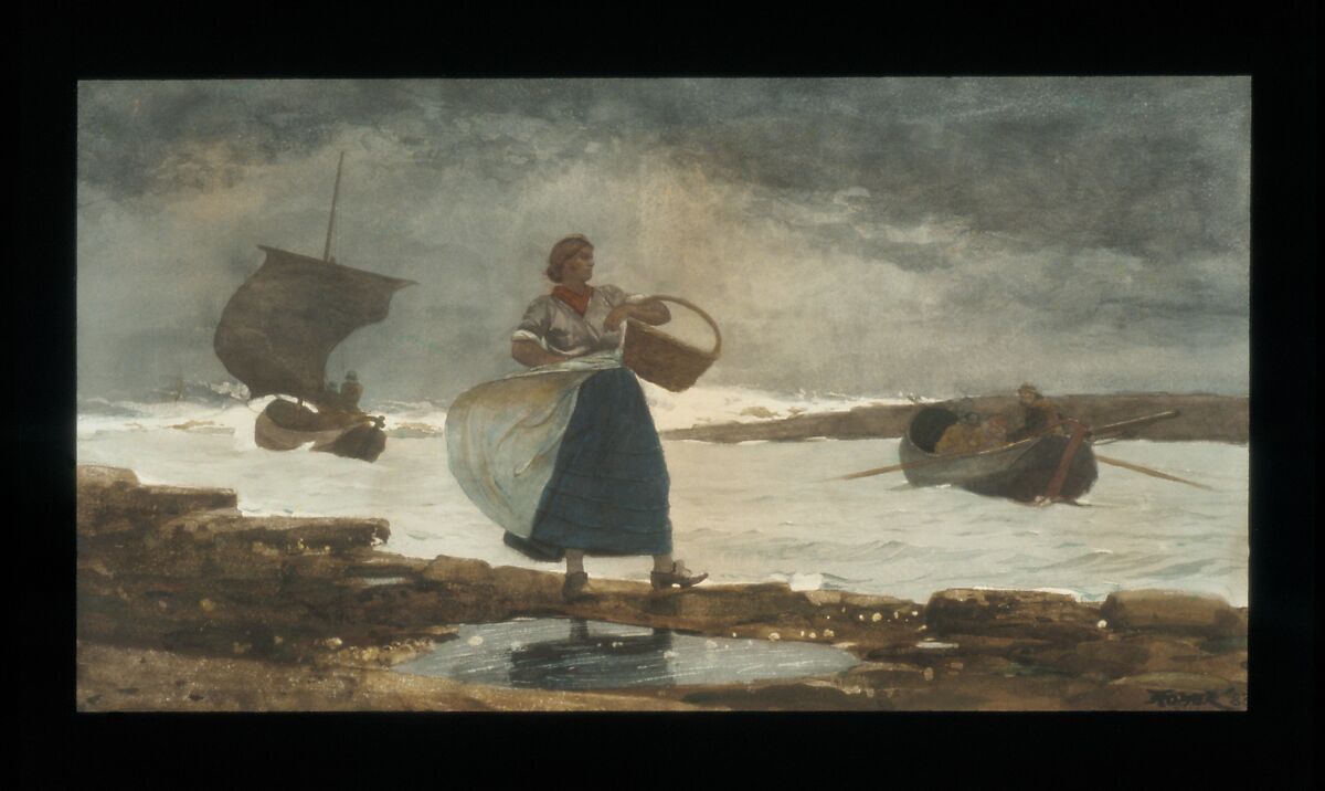 Inside the Bar, Winslow Homer (American, Boston, Massachusetts 1836–1910 Prouts Neck, Maine), Watercolor and graphite on off-white wove paper, American