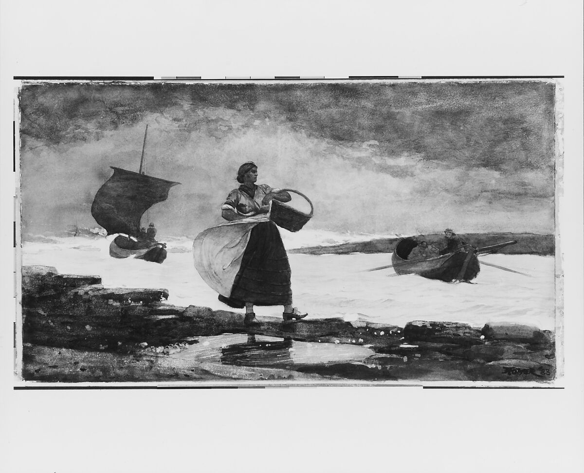 Inside the Bar, Winslow Homer (American, Boston, Massachusetts 1836–1910 Prouts Neck, Maine), Watercolor and graphite on off-white wove paper, American