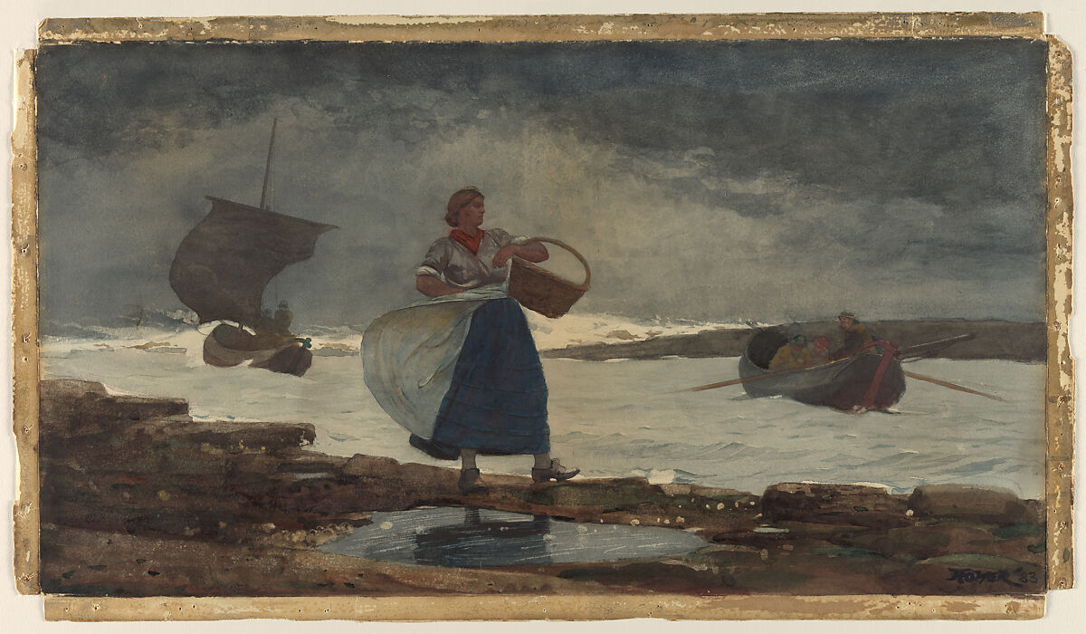 Inside the Bar, Winslow Homer (American, Boston, Massachusetts 1836–1910 Prouts Neck, Maine), Watercolor and graphite on off-white wove paper, American