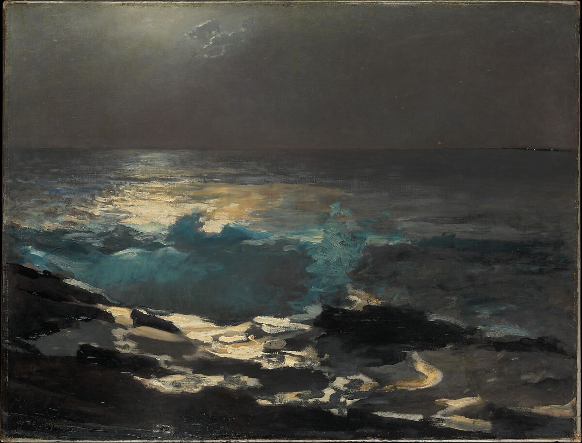 Moonlight, Wood Island Light, Winslow Homer  American, Oil on canvas, American