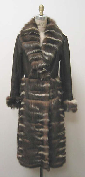 Coat, Ben Kahn Furs, a) fur, synthetic; b) leather, metal, American 