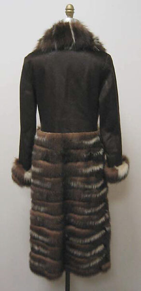 Coat, Ben Kahn Furs (American, founded 1921), a) fur, synthetic; b) leather, metal, American