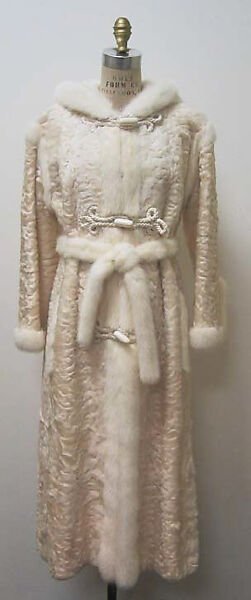Coat, House of Dior (French, founded 1946), a) fur, plastic; b) fur; c,d) plastic, French 