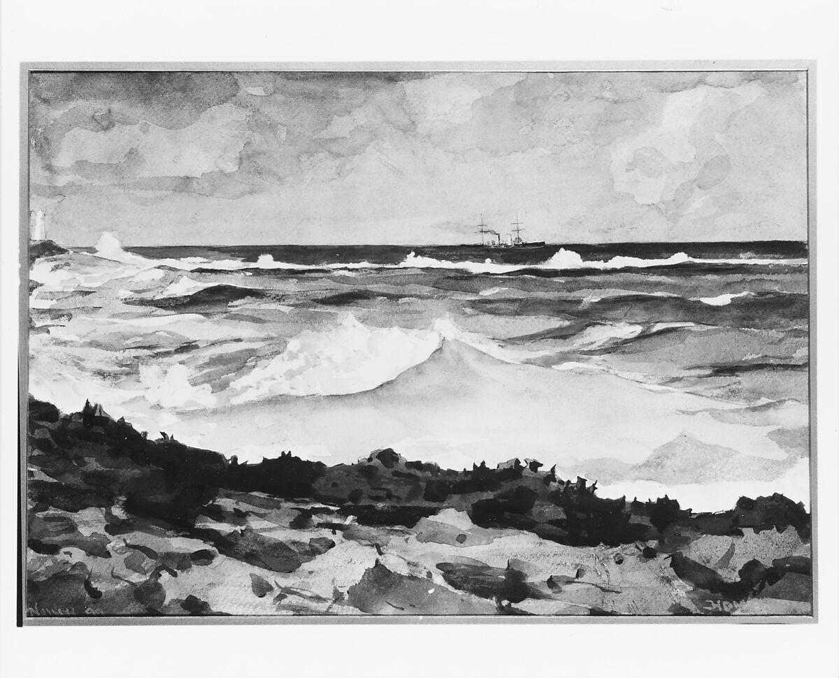 Shore and Surf, Nassau, Winslow Homer (American, Boston, Massachusetts 1836–1910 Prouts Neck, Maine), Watercolor and graphite on off-white wove paper, American