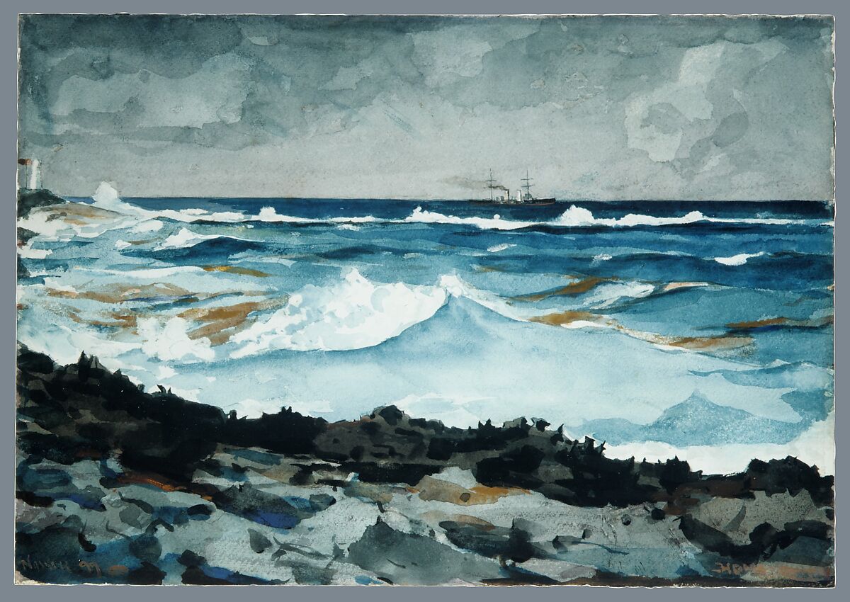 Shore and Surf, Nassau, Winslow Homer (American, Boston, Massachusetts 1836–1910 Prouts Neck, Maine), Watercolor and graphite on off-white wove paper, American