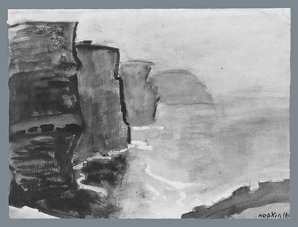 Cliffs at Moher, Charles Hopkinson (1869–1962), Watercolor on paper, American 