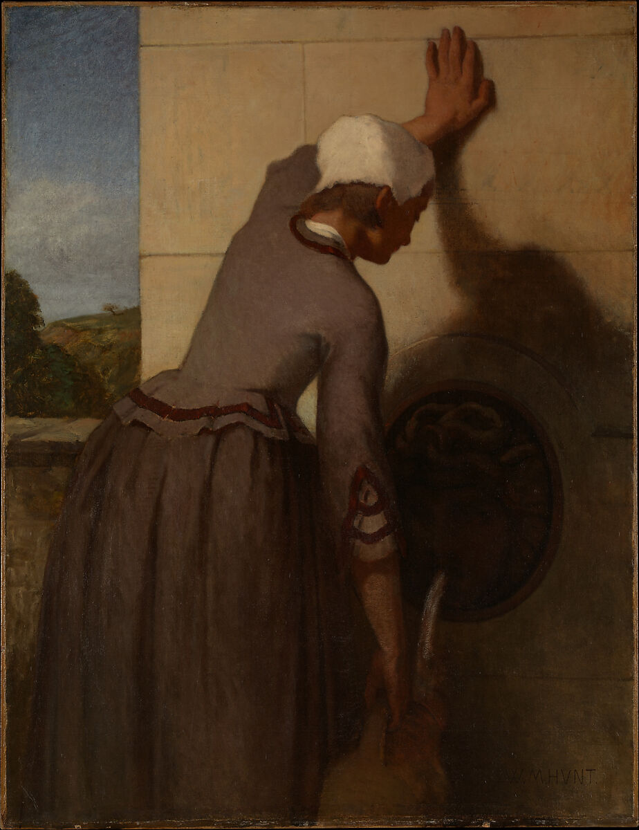 Girl at the Fountain, William Morris Hunt (American, Brattleboro, Vermont 1824–1879 Appledore, New Hampshire), Oil on canvas, American 