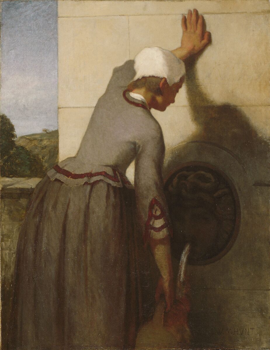 Girl at the Fountain, William Morris Hunt (American, Brattleboro, Vermont 1824–1879 Appledore, New Hampshire), Oil on canvas, American