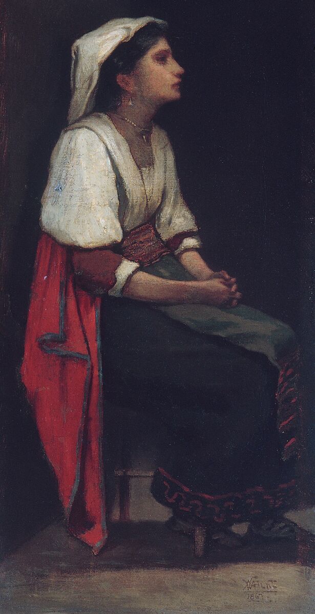 Italian Girl, William Morris Hunt (American, Brattleboro, Vermont 1824–1879 Appledore, New Hampshire), Oil on canvas, American 
