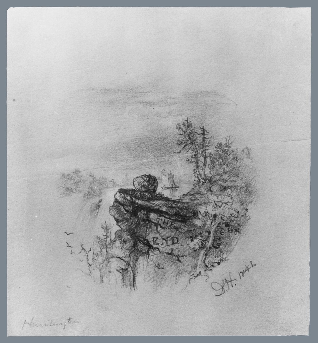 The End (tailpiece from McGuire Scrapbook), Daniel Huntington (American, New York 1816–1906 New York), Graphite on off-white wove paper, American