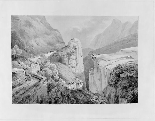 Mount Simplon (from Hosack Album), Watercolor on off-white wove paper, American