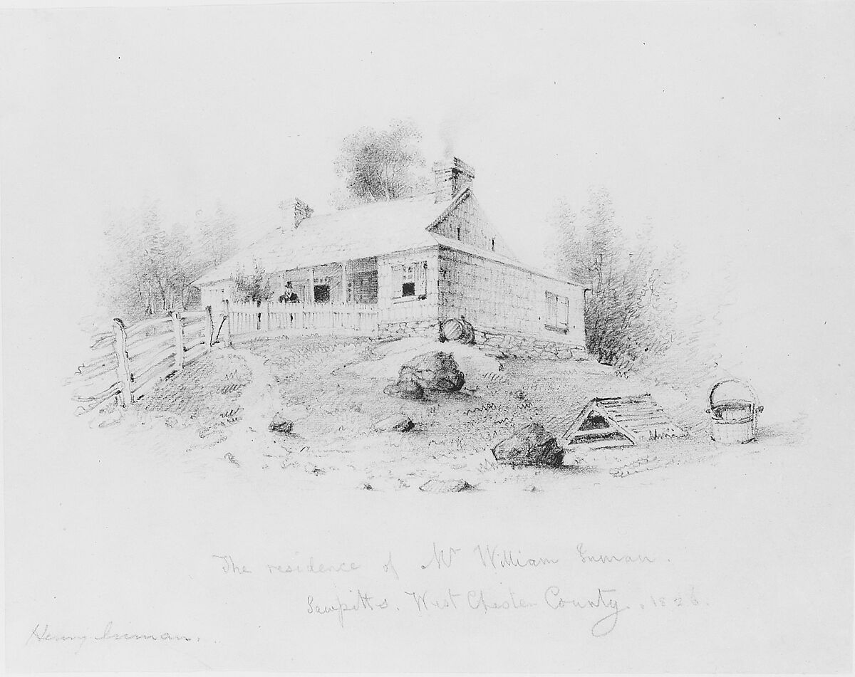 The Residence of Mr. William Inman, Sampitts, Westchester County (from McGuire Scrapbook), Henry Inman (American, Utica, New York 1801–1846 New York), Graphite on off-white wove paper, American 