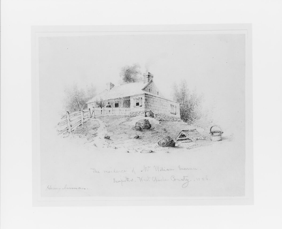 The Residence of Mr. William Inman, Sampitts, Westchester County (from McGuire Scrapbook), Henry Inman (American, Utica, New York 1801–1846 New York), Graphite on off-white wove paper, American