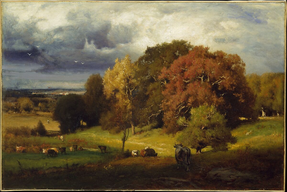 Autumn Oaks, George Inness (American, Newburgh, New York 1825–1894 Bridge of Allan, Scotland), Oil on canvas, American 