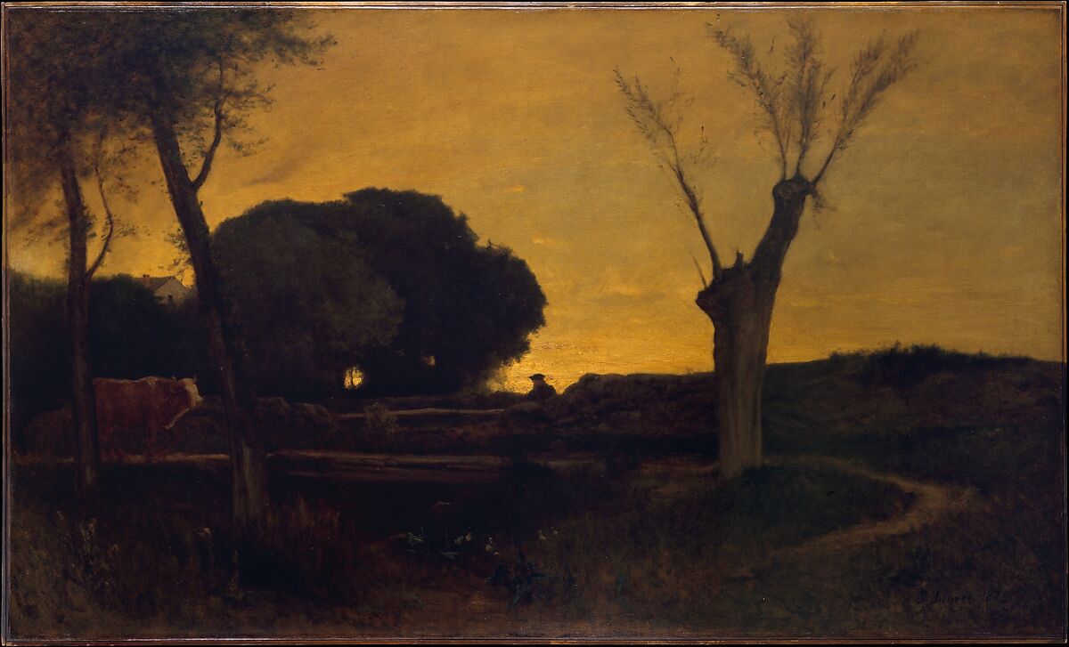 Evening at Medfield, Massachusetts, George Inness (American, Newburgh, New York 1825–1894 Bridge of Allan, Scotland), Oil on canvas, American 