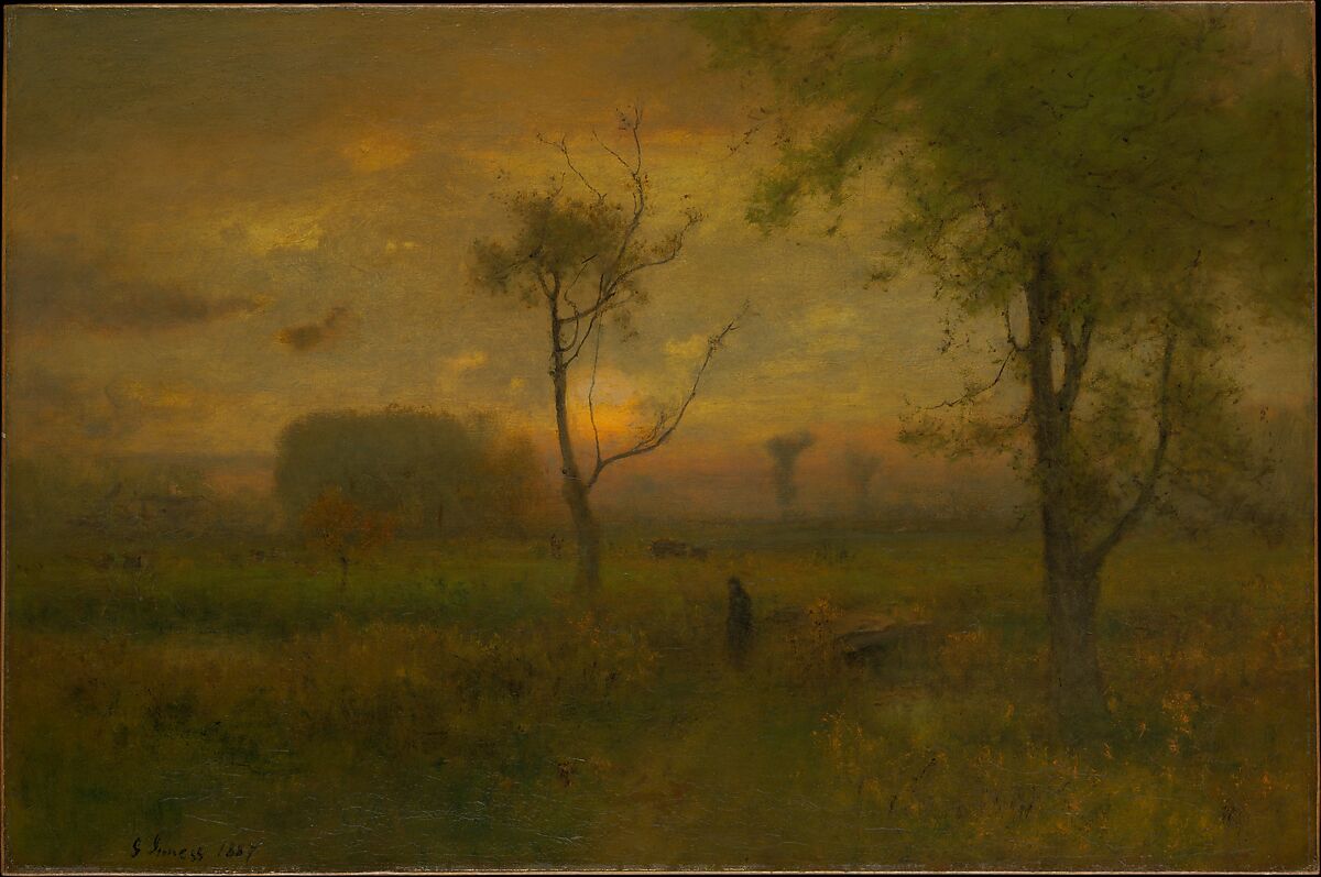 Sunrise, George Inness (American, Newburgh, New York 1825–1894 Bridge of Allan, Scotland), Oil on canvas, American 