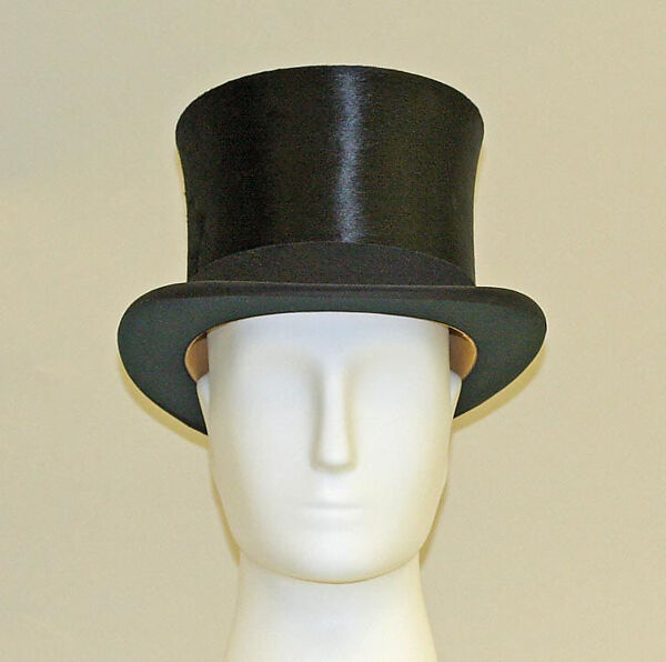 Top hat, fur, leather, silk, metal, American 