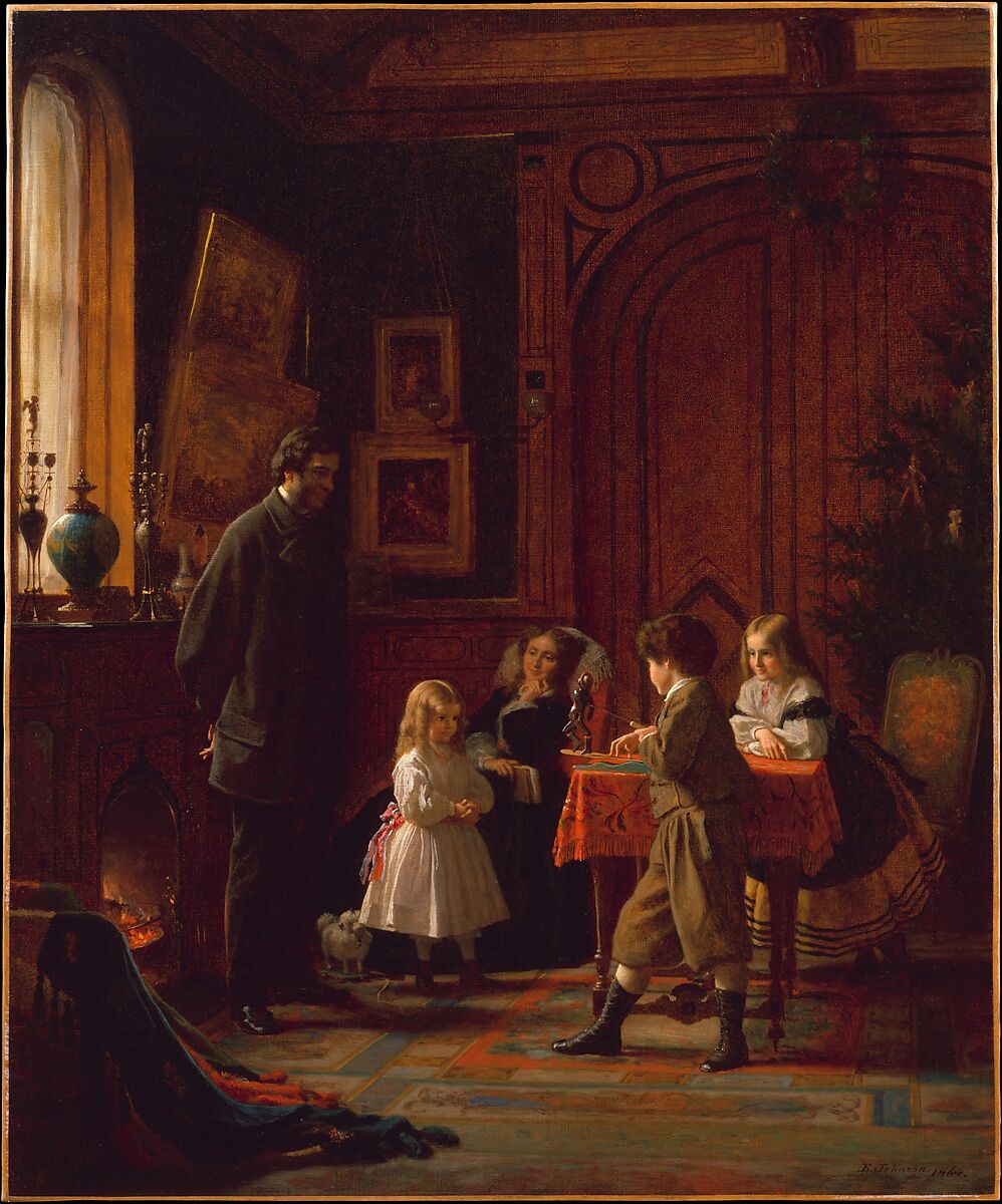 Christmas-Time, The Blodgett Family, Eastman Johnson (American, Lovell, Maine 1824–1906 New York), Oil on canvas, American