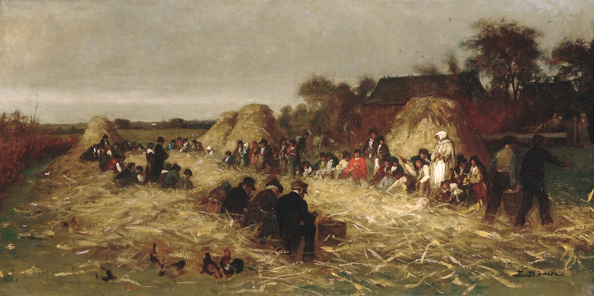 Corn Husking at Nantucket, Eastman Johnson (American, Lovell, Maine 1824–1906 New York), Oil on canvas, American 