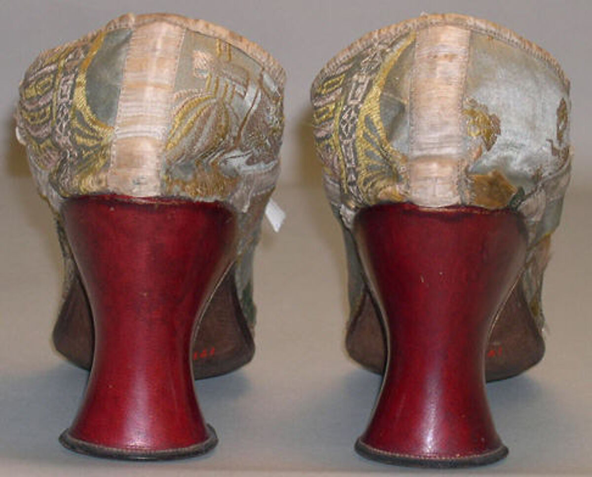 Shoes, silk, metal, leather, wood, British