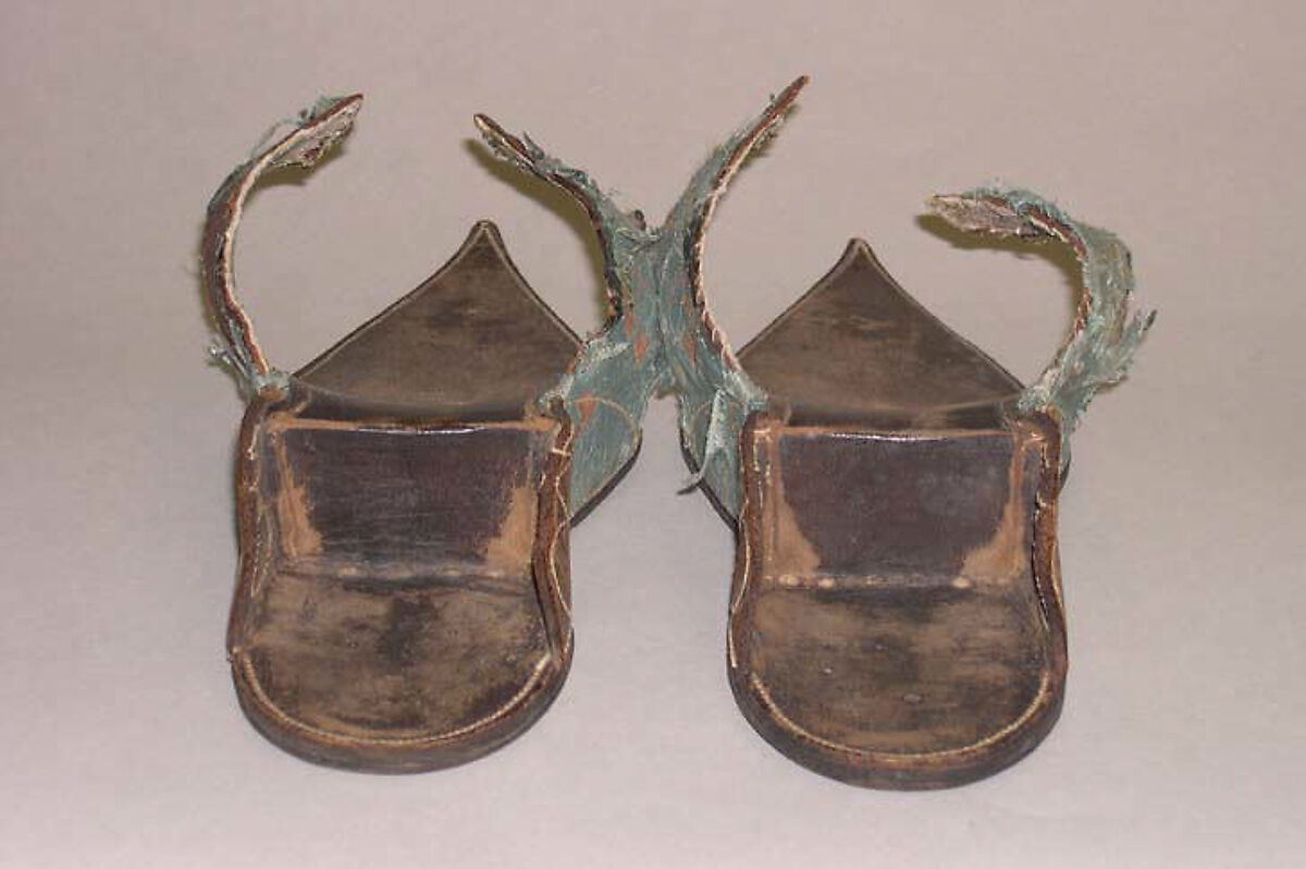 Shoes, linen, silk, leather, probably British