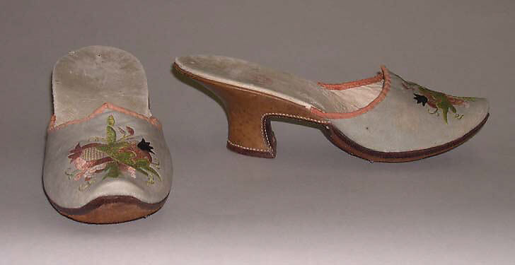 Mules, leather, silk, European 