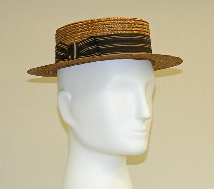 Boater, straw, cotton, American 