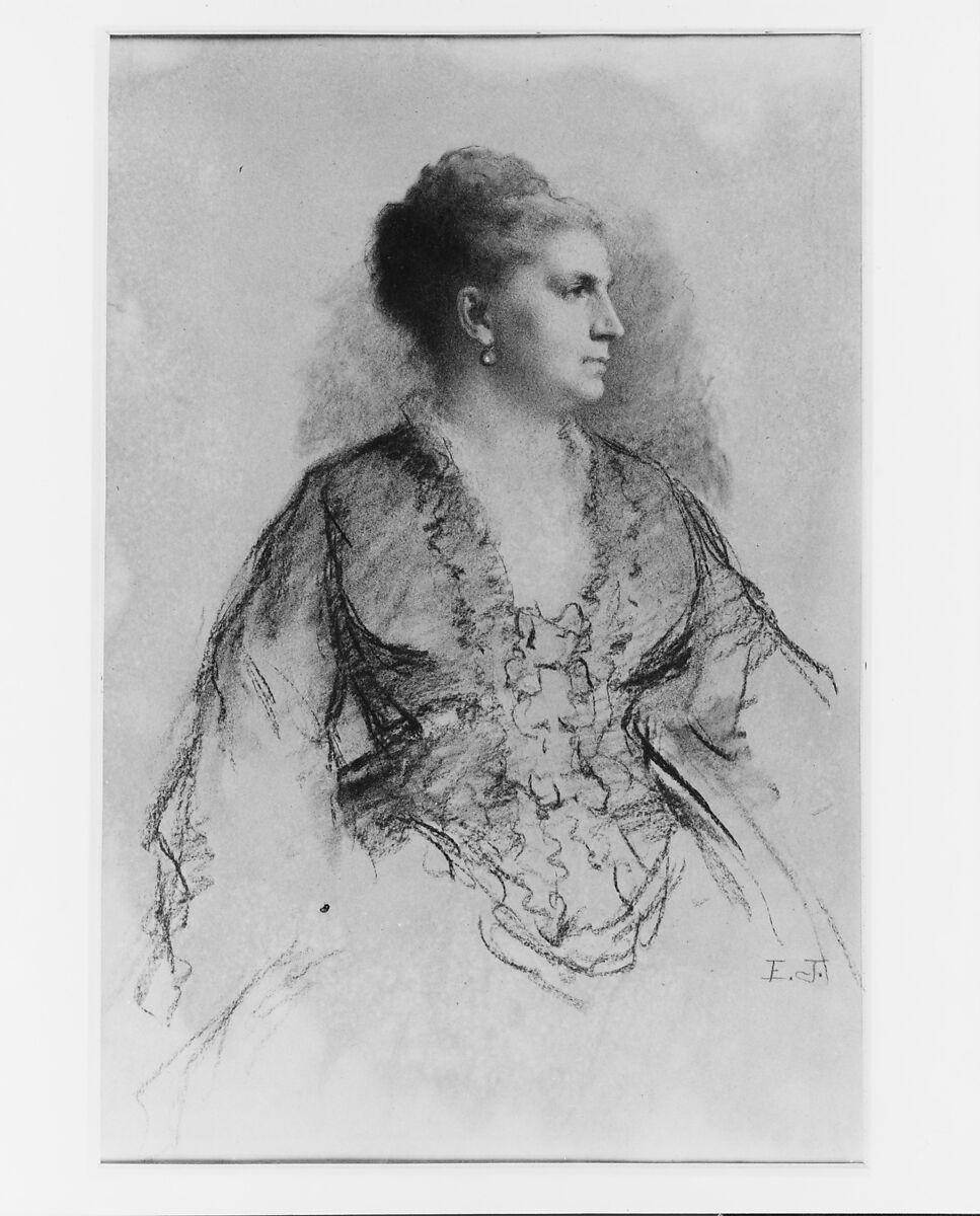 Portrait of a Woman, Eastman Johnson (American, Lovell, Maine 1824–1906 New York), Charcoal and white chalk heightening on light brown textured wove paper, American