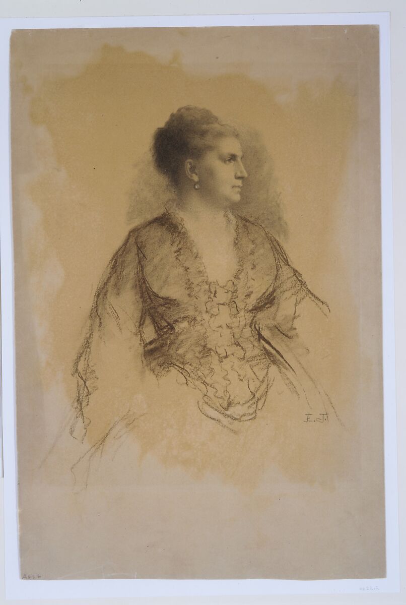 Portrait of a Woman, Eastman Johnson (American, Lovell, Maine 1824–1906 New York), Charcoal and white chalk heightening on light brown textured wove paper, American 
