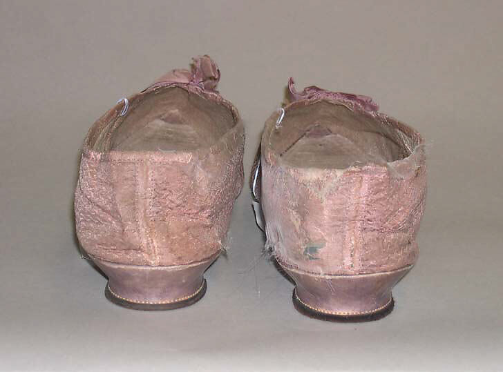 Slippers, silk, leather, British