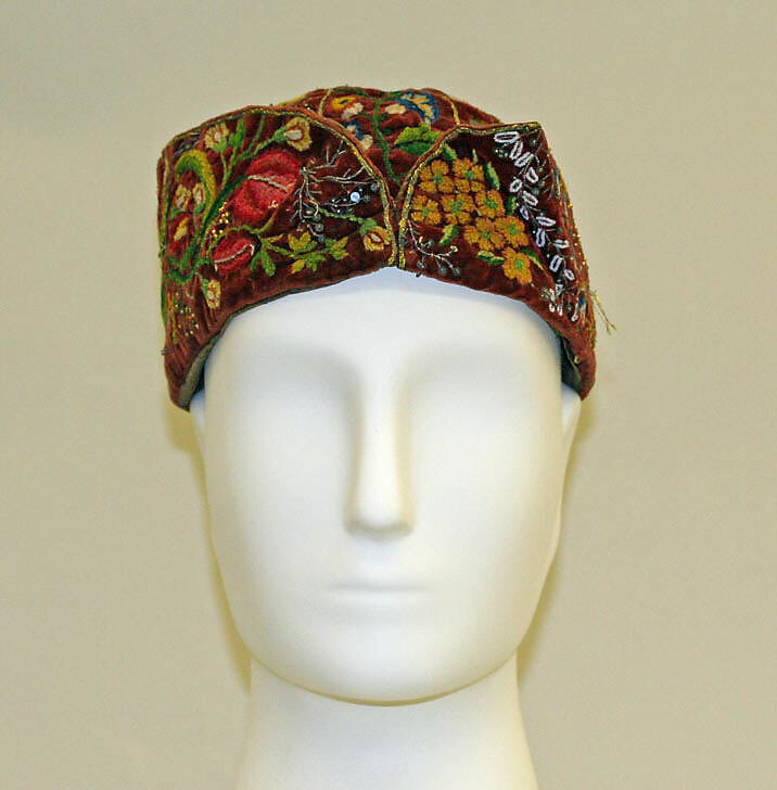 Cap, silk, leather, European 