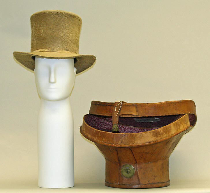 Hat, (a) beaver fur; (b, c) leather, American 