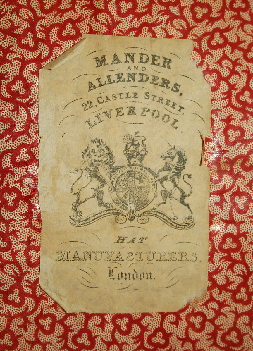 Hat, Samuel O. Aborn (American, 1817–1899), (a) beaver fur; (b, c) leather, American