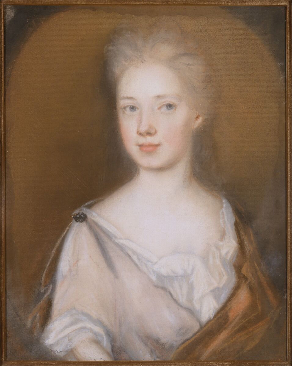 Mrs. Pierre Bacot (Marianne Fleur Du Gue), Henrietta Johnston (ca. 1674–1729), Pastel and red and black chalk on toned laid paper., American 