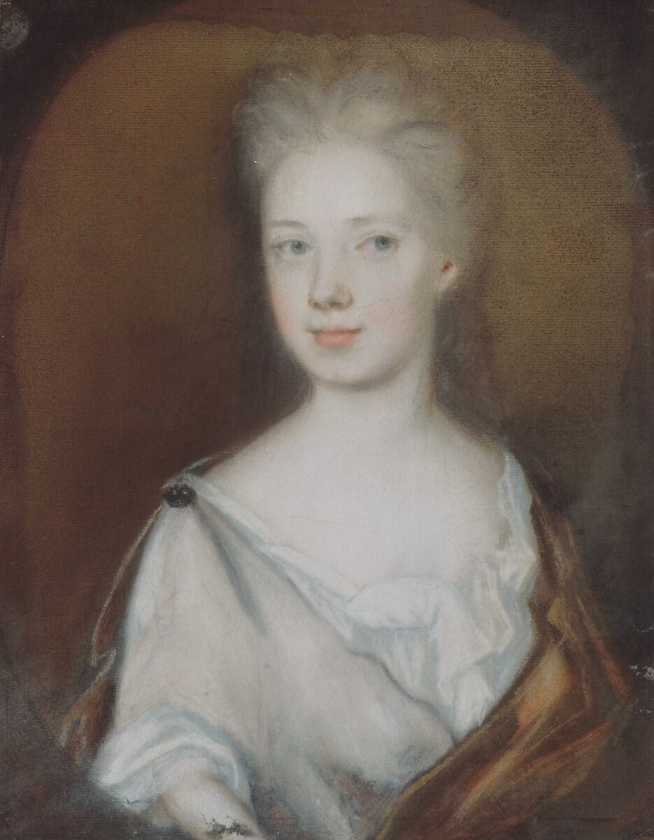 Mrs. Pierre Bacot (Marianne Fleur Du Gue), Henrietta Johnston (ca. 1674–1729), Pastel and red and black chalk on toned laid paper., American