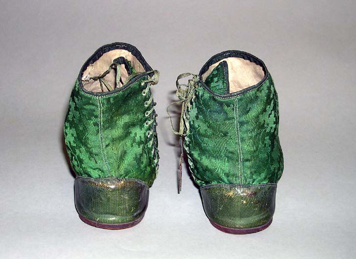 Shoes, leather, silk, American