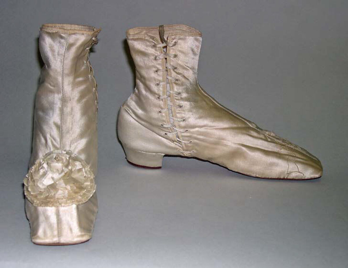 Wedding shoes, silk, leather, American 