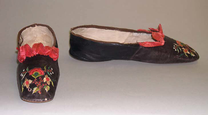 Slippers, leather, silk, American 