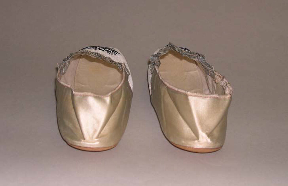 Slippers, leather, silk, American