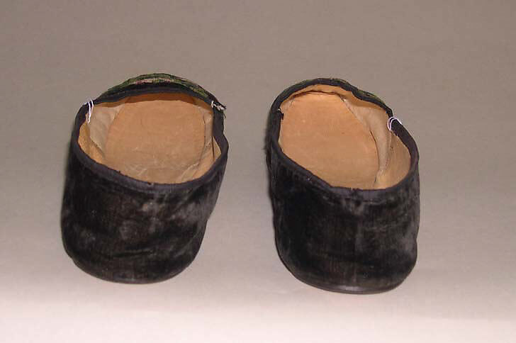 Slippers, silk, leather, wool, American