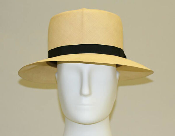 Panama hat, straw, rayon, leather, American 