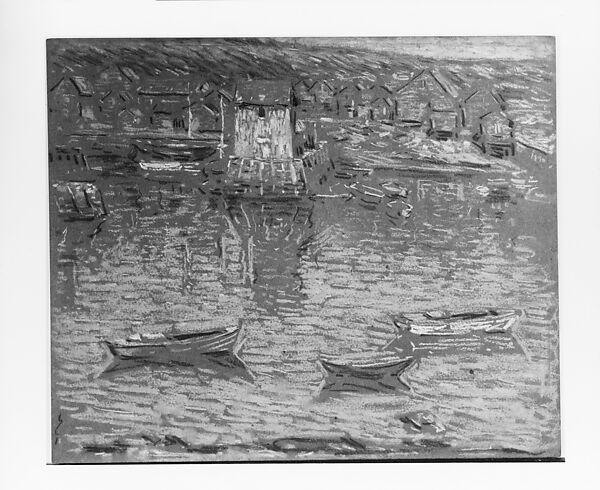 Boats in a Harbor, Charles Salis Kaelin (1858–1929), Pastel on paper, American