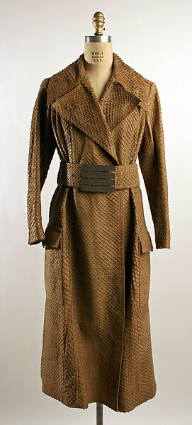 Coat, Georges Kaplan (American, founded Paris, France 1923–1972 New York), a) leather, synthetic; b) leather, metal, French 