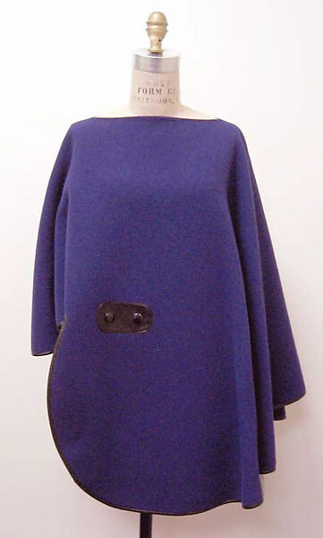 Poncho, Pierre Cardin (French (born Italy), San Biagio di Callalta 1922–2020 Neuilly), wool, leather, French