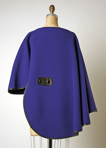 Poncho, Pierre Cardin (French (born Italy), San Biagio di Callalta 1922–2020 Neuilly), wool, leather, French