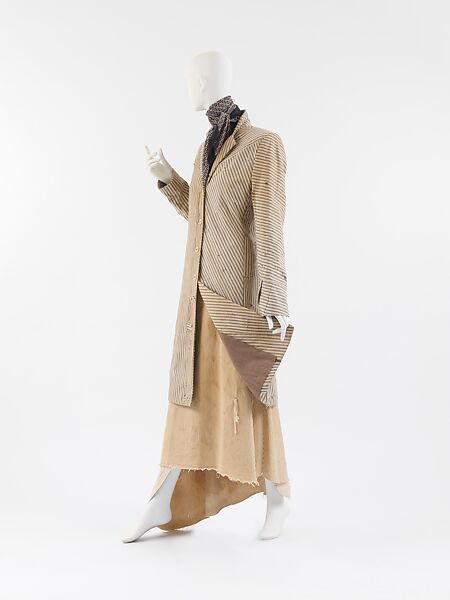 Ensemble, Miguel Adrover (Spanish, born 1965), a) cotton, silk/wool blend, plastic; b) cotton; c) silk, American
